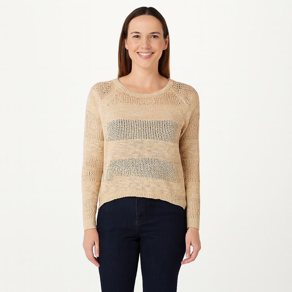 Pink Republic Women’s Lightweight Open Knit Pullover Sweater Size Large Blush